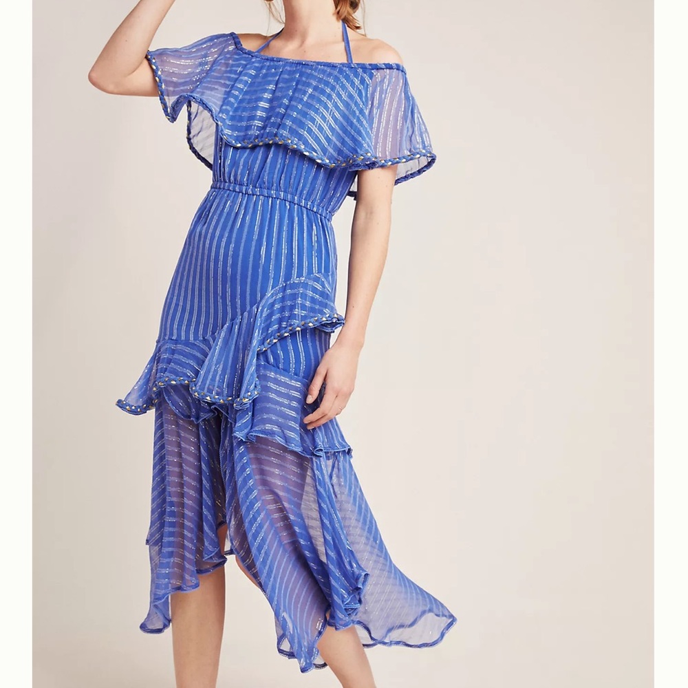 MISA Los Angeles 'Ambrosia' Dress in Blue Crepe M
